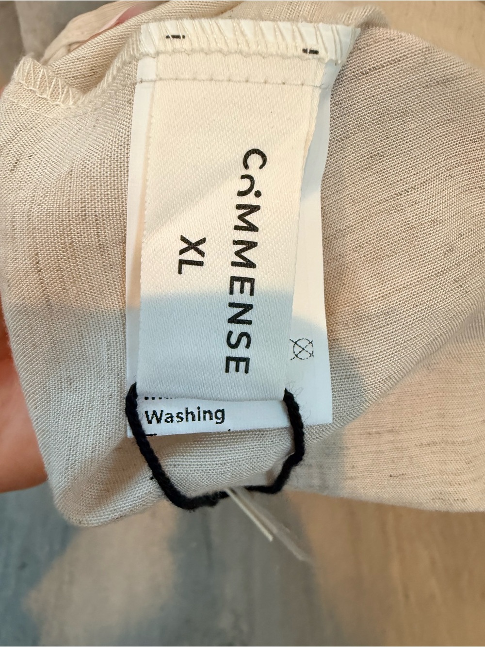 Commense Linen Blend V-Neck Button-Front Maxi Dress with Black Trim - Picture 10 of 10